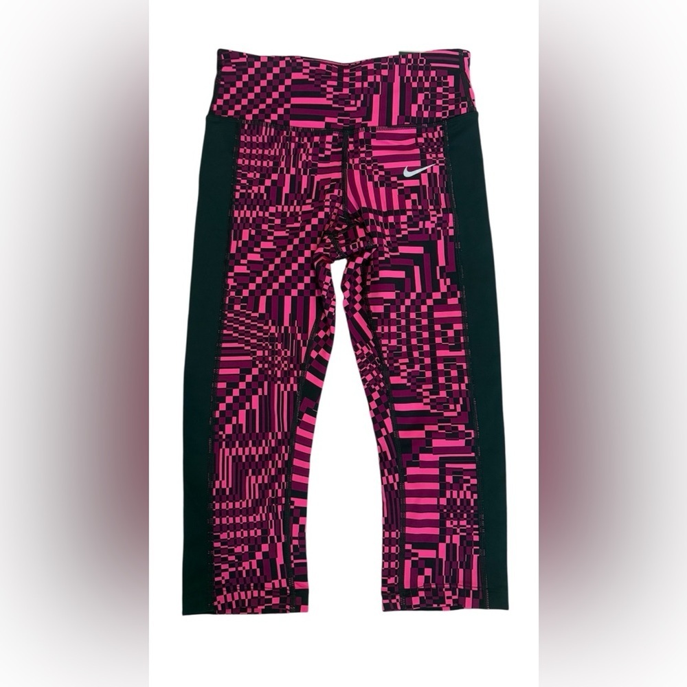 Nike Women's Pink and Black Geometric Leggings